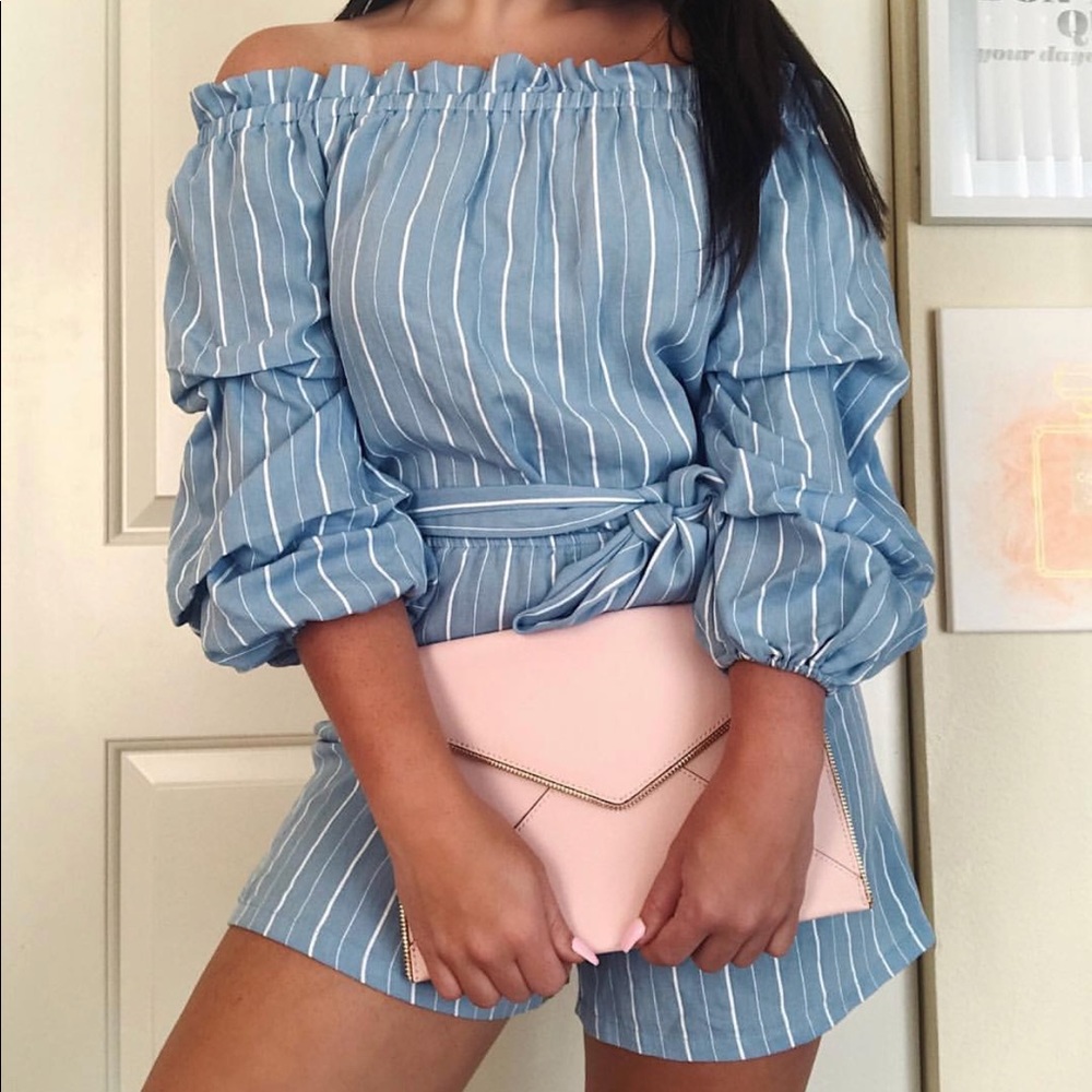 Blue and White Romper